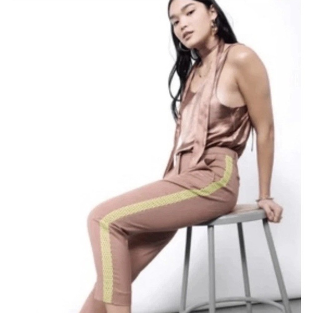 NEW Wildfang Empower Color Block Slim Fit Crop Pant Size 2 Rose Brown Neon NWT